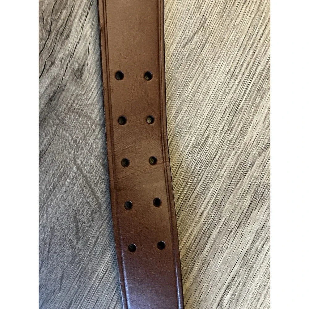 Brown Double Buckle Banana Republic Genuine Cow Leather Belt Size 34